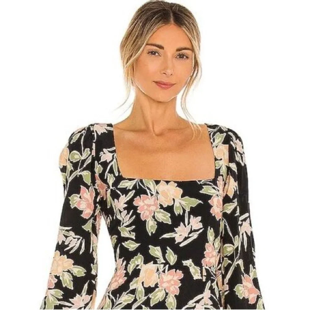Yumi Kim Hey Jude Dress Size 4 Haze Night Black Floral Long Sleeve Mini Revolve - Picture 5 of 13